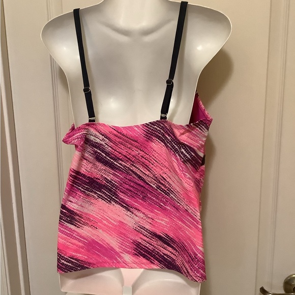 Tankini dark gray & pink opens in front adjustable straps size XL box 500 - Picture 3 of 10